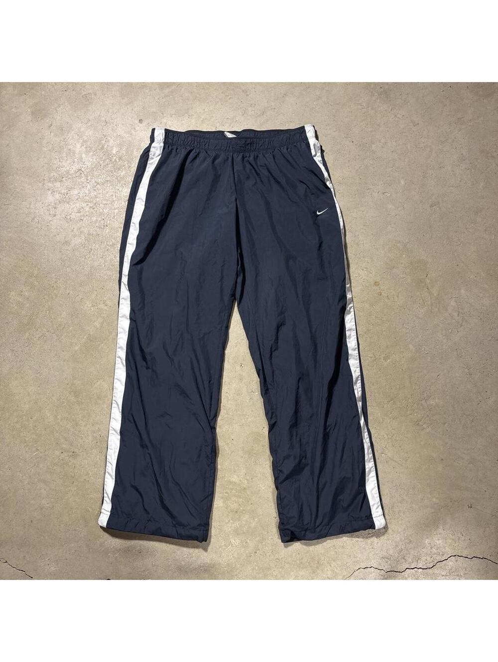 Vintage Y2K Nike Track Pants Mens XL Blue White Stripe Windbreaker 34x30